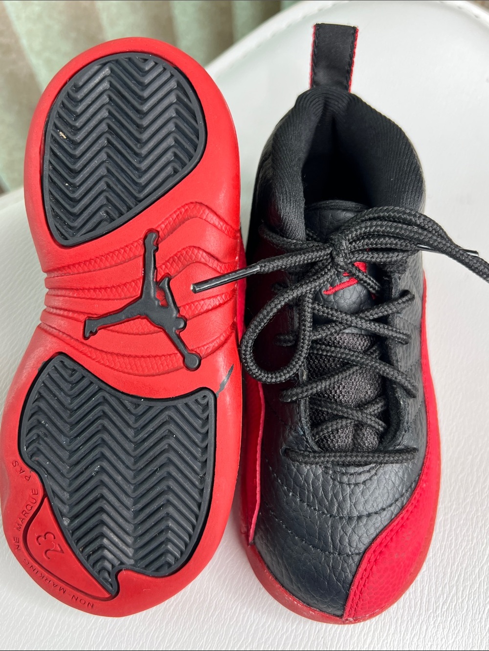Jordan Kids Black and Red High-Top Sneakers 9C